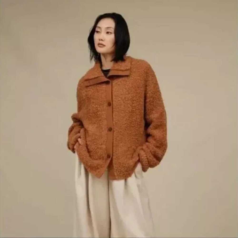NEW UGG Size XL Brown Alaura Cloudfluff Wool Cardigan